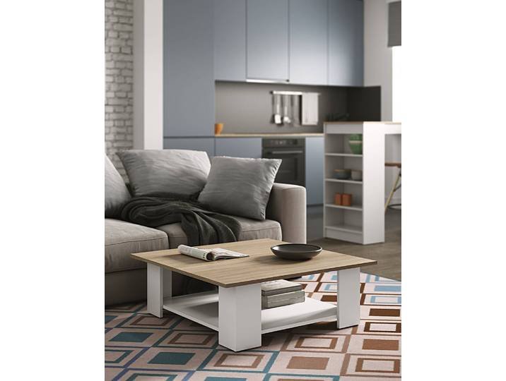 Couchtisch Square 67 x 31 x 67cm Weiß/Weiß/Eiche Dekor