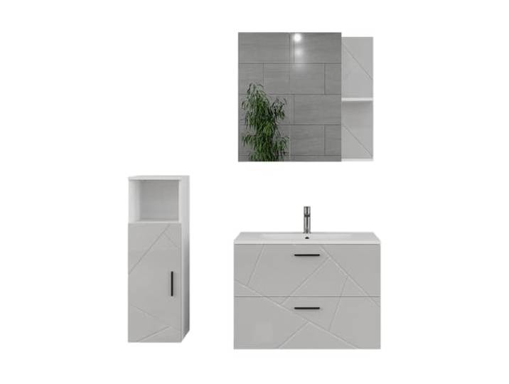 Vicco Badmöbel-Set Irma, Weiß/Weiß Hochglanz 80 cm