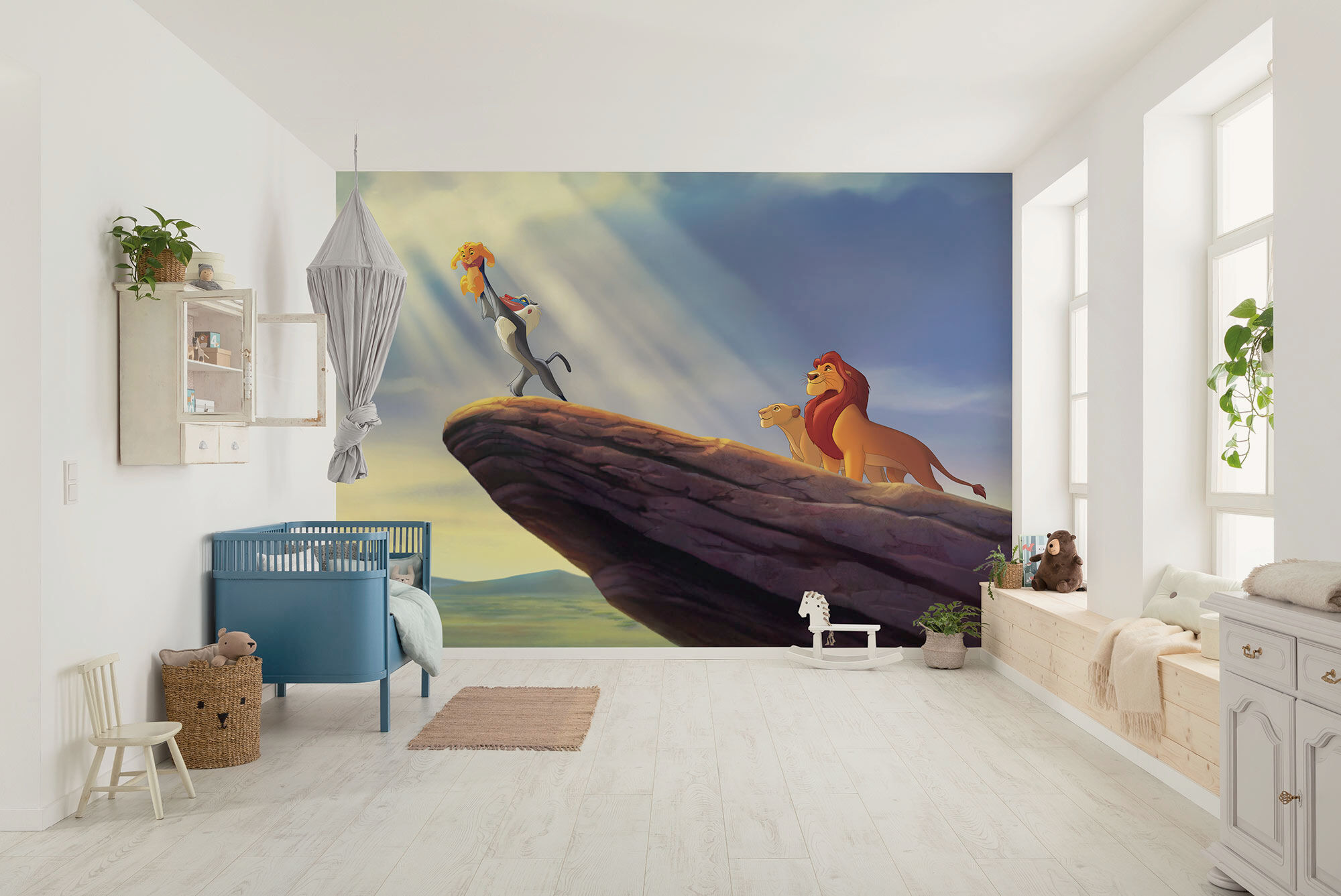 Kindertapete KOMAR "Disney The Lion King The New King", blau, B:350m H:250m, Vlies, Tapeten, Kindertapete blau B/L: 350m, Rollen: 1