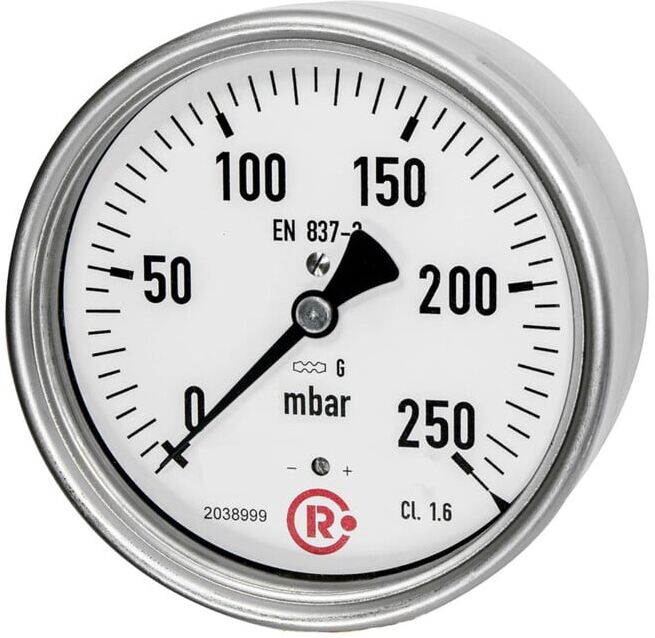 Riegler Manomètre à capsule, G 1/2 arrière centré, 0 - 25 mbar, Ø 100 (6820-R)