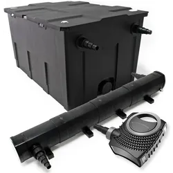 Wiltec, Brunnen + Gartenteich, Set: Teichfilter 60000l 72W UVC Teichklärer 80W Teichpumpe 598