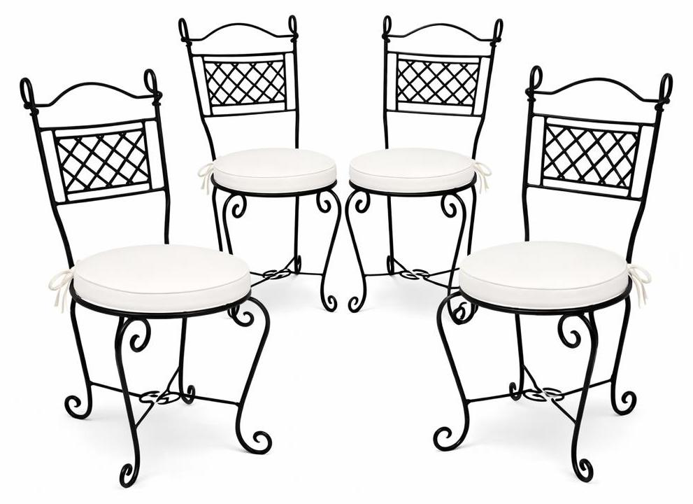 4er-Set Gartenstühle im Boho-Stil, aus Eisen gefertigt, Schwarz 105 cm