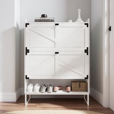 ZWYO HOSIMU Freestanding Shoe Cabinet with 2 Flip Drawers for Entryway