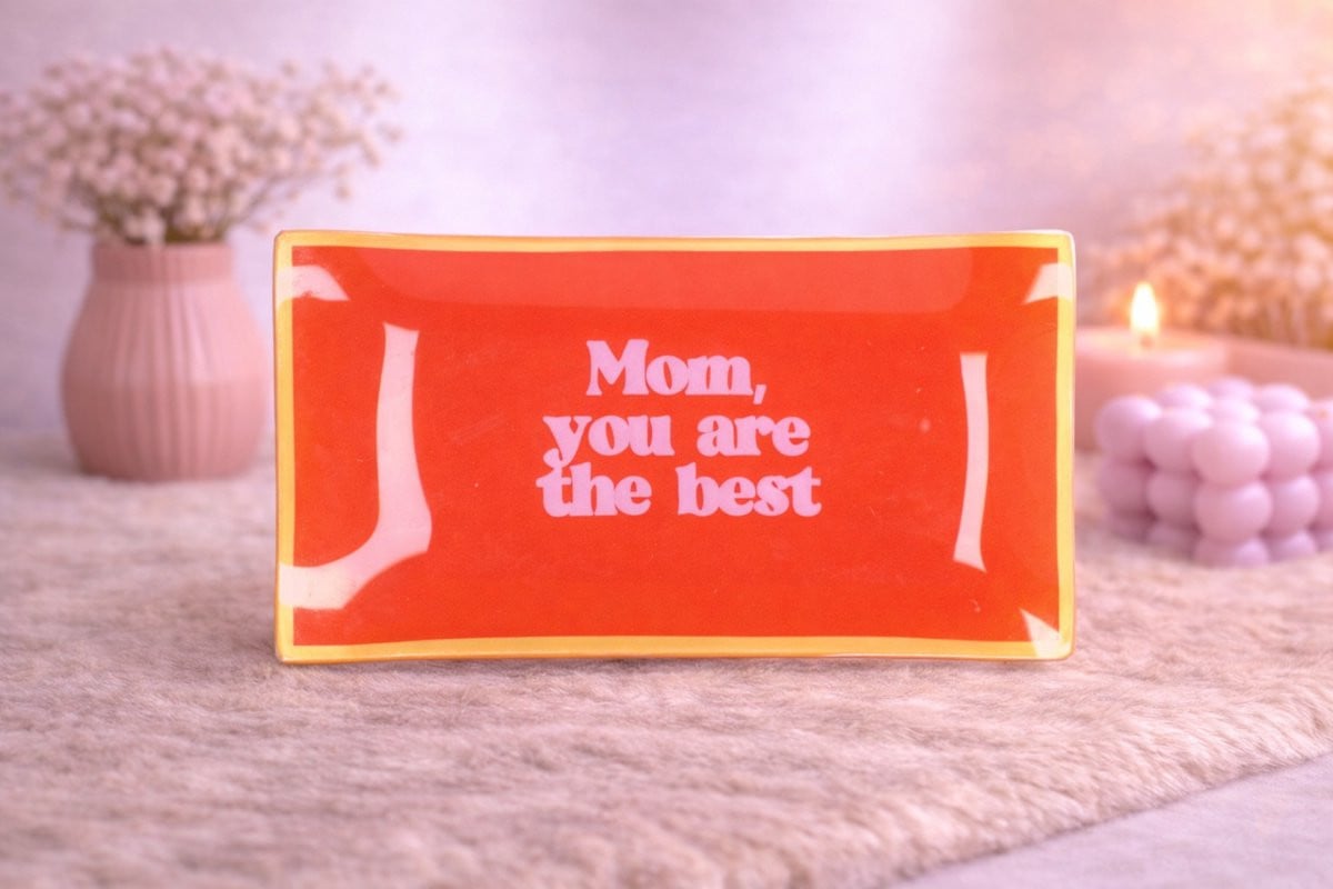 Glazen bord Mom, you are the best voor decoratie en als cadeau