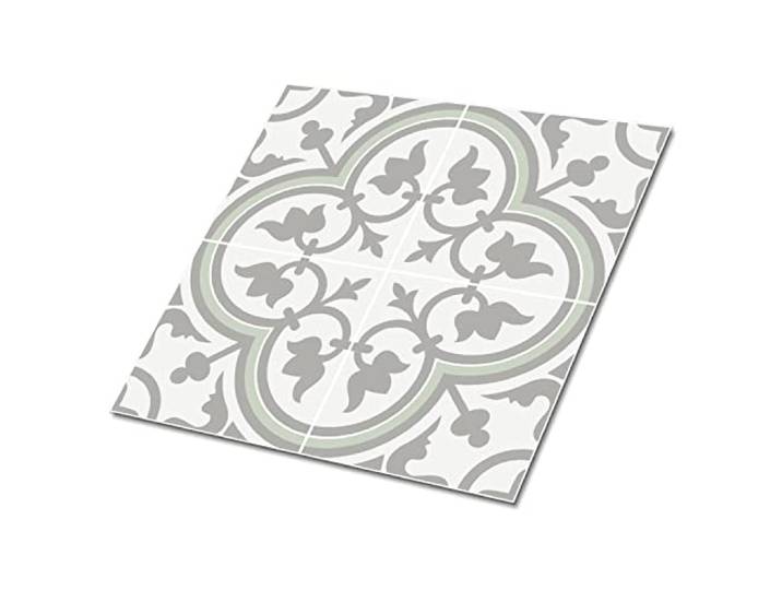 Decormat Selbstklebende Vinylfliesen Satz von 9 Fliesen - 30x30 cm Dekoartikel Aufkleber Bodenbeläge PVC Wandfliesen für die Küche Grau Fliesenaufkleber - Blumenmotive