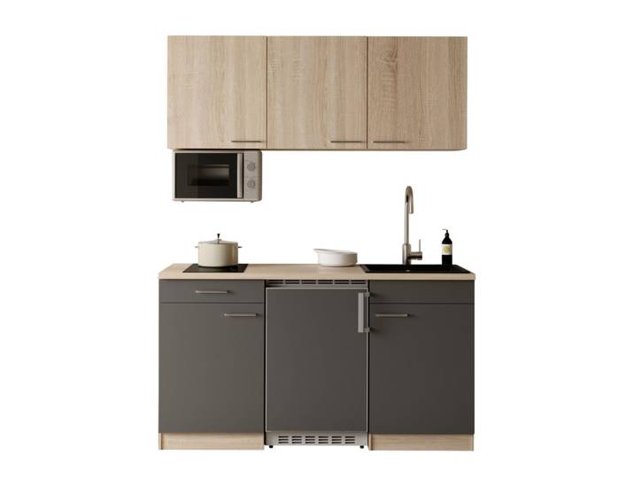 RESPEKTA Pantryküche Ingrid, inkl. Mikrowelle, zerlegt, wahlweise mit Kühlschrank, Soft-Close-Funktion, Breite 150 cm