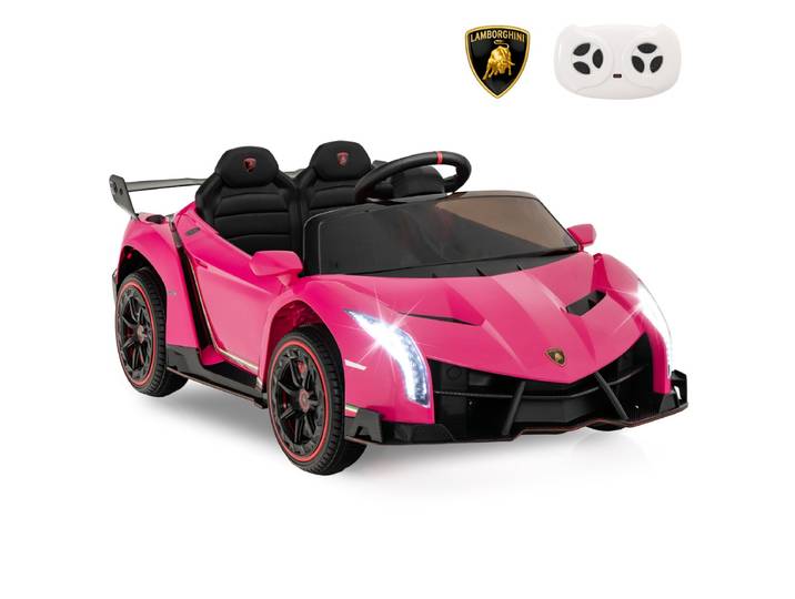 Lamborghini Gelicentieerde Elektrische Auto voor Kinderen Aangedreven Door 12V Batterij Afstandsbediening 3 Snelheden Roze
