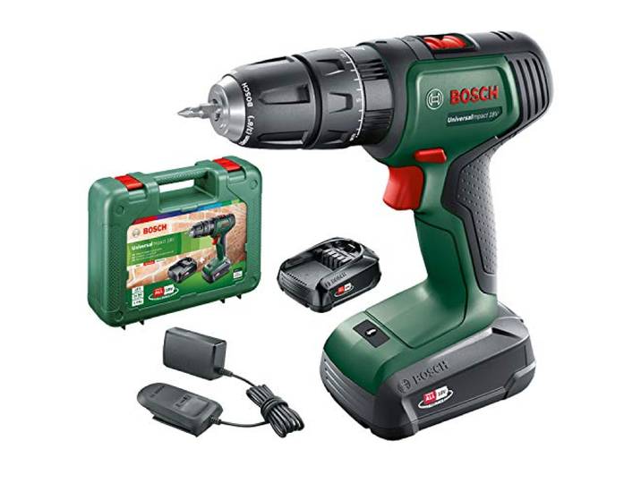 Bosch perceuse à percussion sans fil UniversalImpact 18V (2 Batteries\, système 18 V\, dans Coffret de Transport)