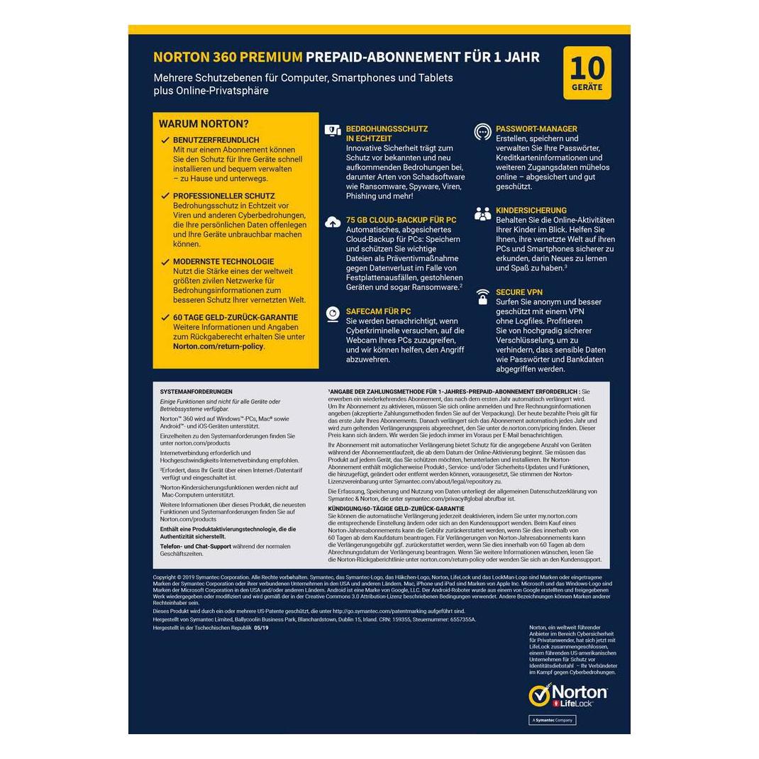 Norton 360 Premium (1 User, 12 Monate) (2.1394925E7)