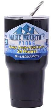 Uplifted Finds Magic Stainless Steel Freeze Thermos Ice Coffee Cup Vacuum Insulated Mountain Travel Cup With Straw black