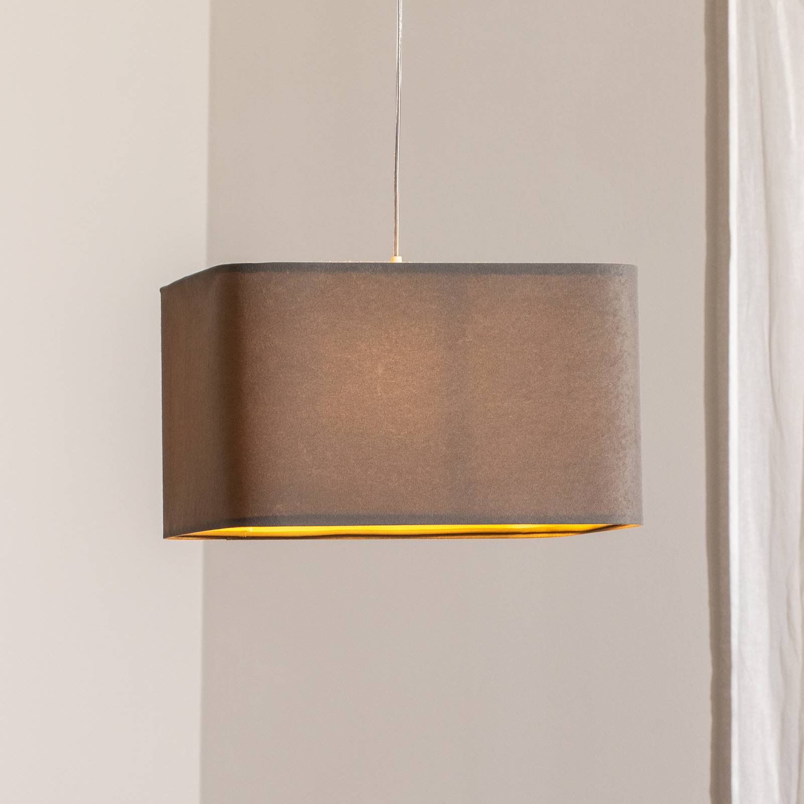 Hängelampe Kwadro Maco Design, dimmbar, alu / grau / zink, für Wohn- / Esszimmer, Textil / Stoff / Seide, Pendelleuchte