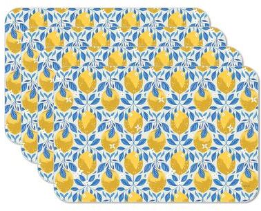 Thirstystone Mediterranean Charm 4 Pack Reversible Easy Care Flexible Plastic Placemats Made in The USA BPA Free Easily Wipes Clean