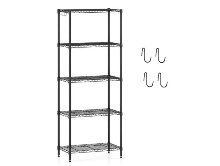 Helloshop26 Aufbewahrungsregal 59 x 34 x 152 cm 5 Ebenen verstellbar Robuste Struktur Modernes Design Metall Schwarz 20_0020955