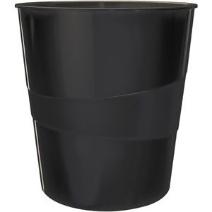 Leitz Papierkorb WOW 5278-10-95 Duo Colour, schwarz, rund, aus Kunststoff, 15 Liter
