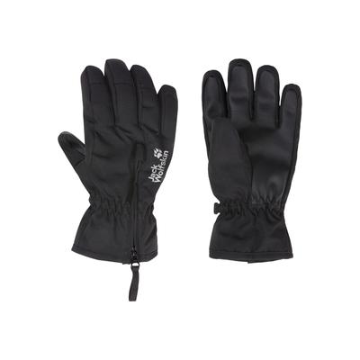 Multisporthandschuhe JACK WOLFSKIN "EASY ZIP GLOVE K", Kinder, Gr. 152 (11/12), schwarz, Kunstfaser, Handschuhe, Thermoisolierende Fütterung, Langer Schaft mit Kälteschutz