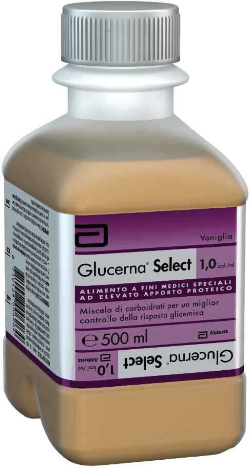 Abbott Glucerna Select 1,0 Vaniglia Bottiglia Rth 500 ml - Alimento per Diabetici e Ipoglicemia da Stress