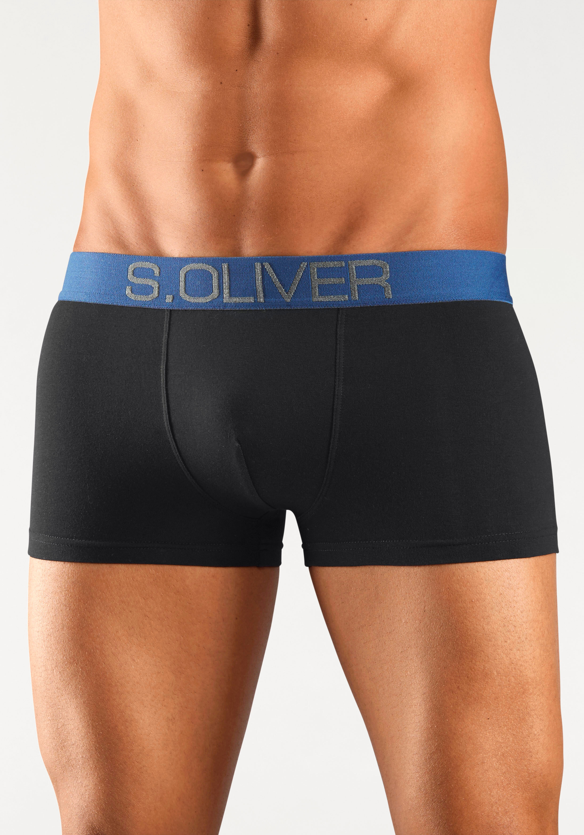 Hipster S.OLIVER, Herren, Gr. XL, 4 Stk., bunt (schwarz, khaki, schwarz, bordeaux, schwarz, anthrazit, schwarz, blau), Jersey, Obermaterial: 92% Baumwolle, 8% Elasthan (LYCRA), unifarben, körpernah, Unterhosen Hipster, knapp sitzende Boxershorts für Herre