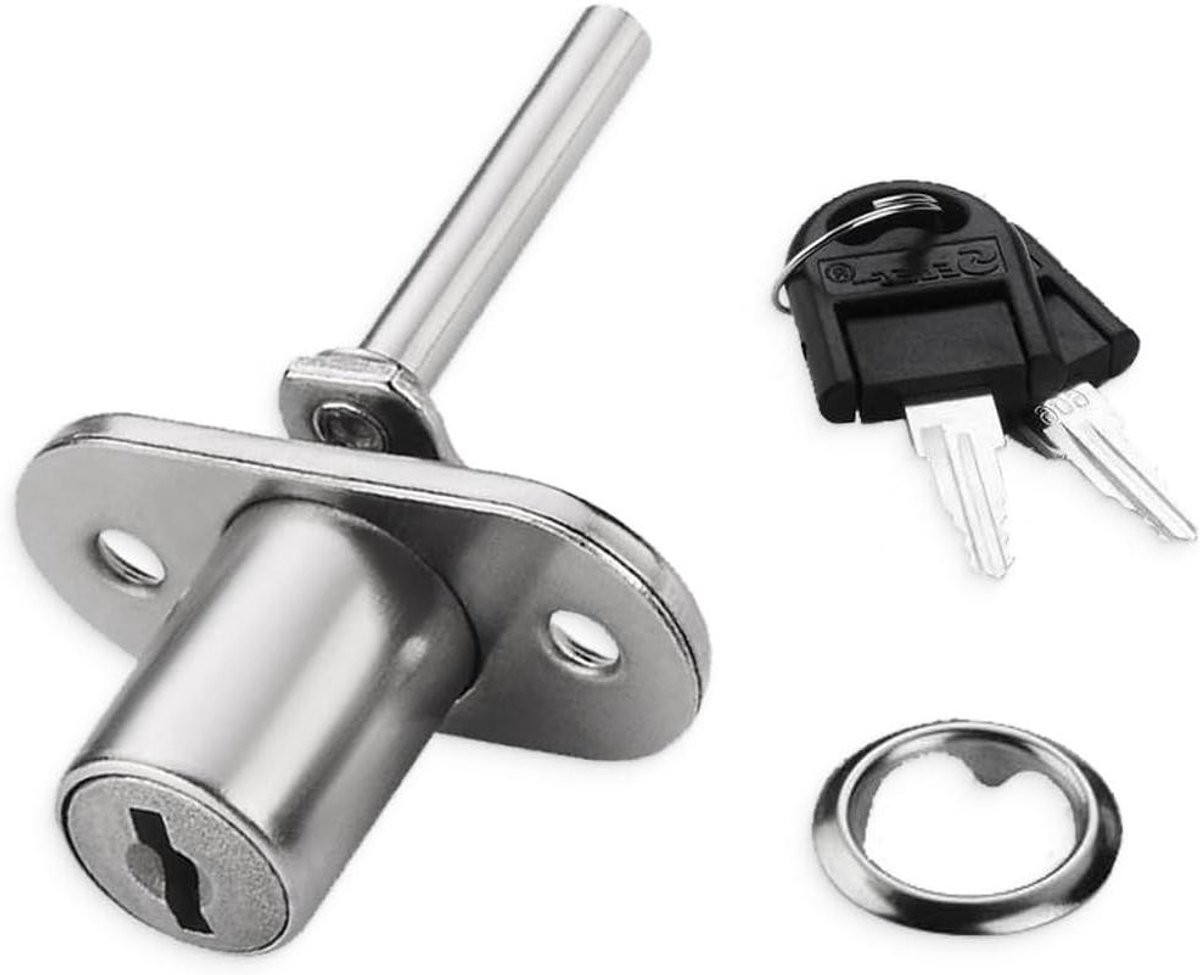 Zilveren meubelslot met sleutel van roestbestendige legering, diepte: 2 cm
