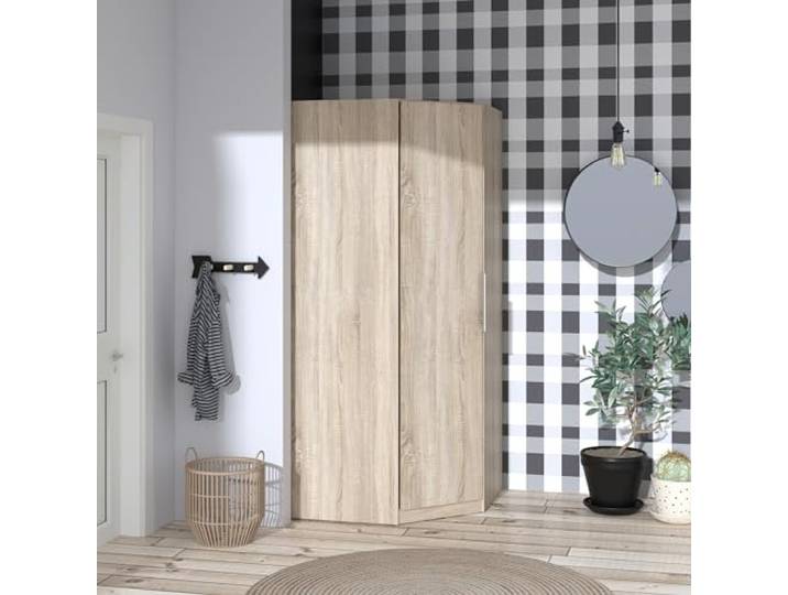 möbelando Eckkleiderschrank >CADIXO< in Sonoma Eiche - 94,2x212,9x94,2cm (BxHxT)