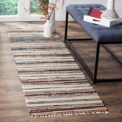 SAFAVIEH Handmade Rag Rug with Fringe Valborg Casual Stripe Cotton Rug with Fringe