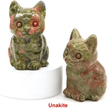 Inspire Curations Hand Carved Amethyst Cat Figurine Healing Crystal Decor For Home & Meditation unakite