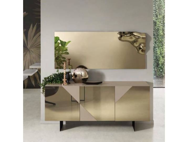 Buffet 3 portes en verre miroir bronze - ARTE180 - Gris