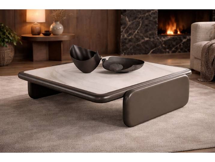 Xlmoebel Couchtisch Stilvoller Brauner Couchtisch im minimalistischen Holzdesign, Made in Europa