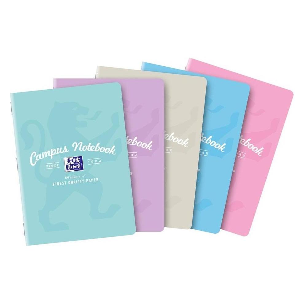 Oxford Notizbuch A5/60K Linie Campus Pastel (5 Stück) (A5, Liniert, Weicher Einband) (498864)