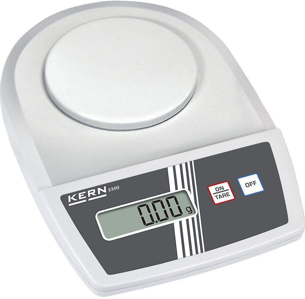 Laborwaage, 2-Tasten-Bedienung, Wägebereich bis 600 g, Ablesbarkeit 0,01 g, Wägeplatte 105 mm KERN