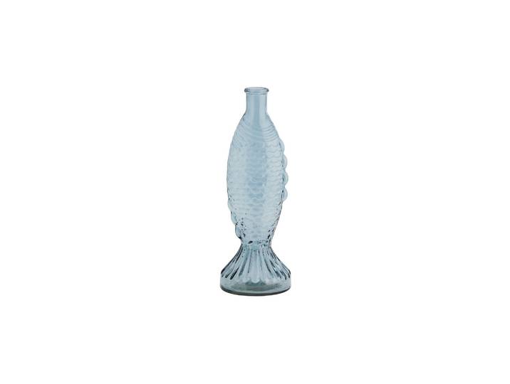 Vase en verre bleu clair H30 Fish