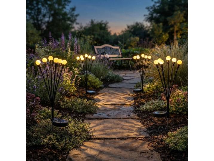 4er-Set Solar Gartenleuchte, 8 LEDs, 65 cm