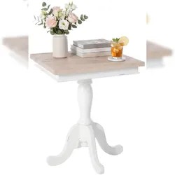 DELUKE Beistelltisch SIRI quadratisch 50x50x65cm, Holz, Natura-Weiß Kleiner Tisch Couchtisch für Wohnzimmer