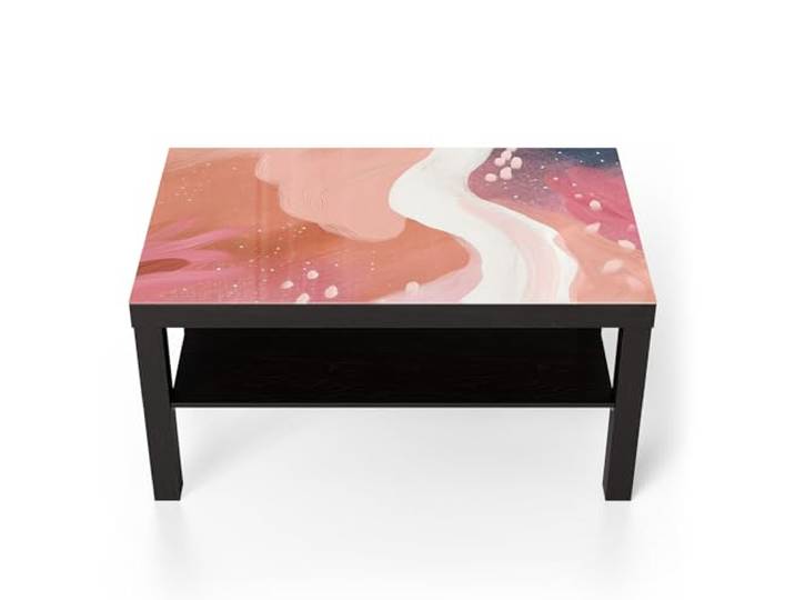 DEQORI Glastisch schwarz groß 90x50 cm Motiv Kosmischer Pastelltraum ausgefallener Beistelltisch aus Glas Hochglanz Couchtisch fürs Wohnzimmer moderner Couch Tisch mit Design