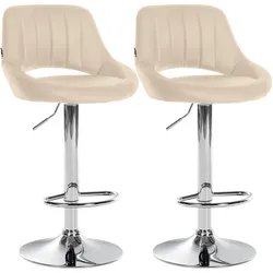 CLP Barhocker 2er Set höhenverstellbar mit Lehne Milet, Barstühle gepolstert Kunstleder, mit Metallgestellen drehbar,