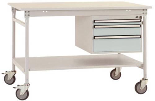 Manuflex BB5361.7035 Komplett-Beistelltisch BASIS mobil mit Melamin-Platte + Gehäuse-Unterbau, BxTxH: 1000 x 800 x 850mm