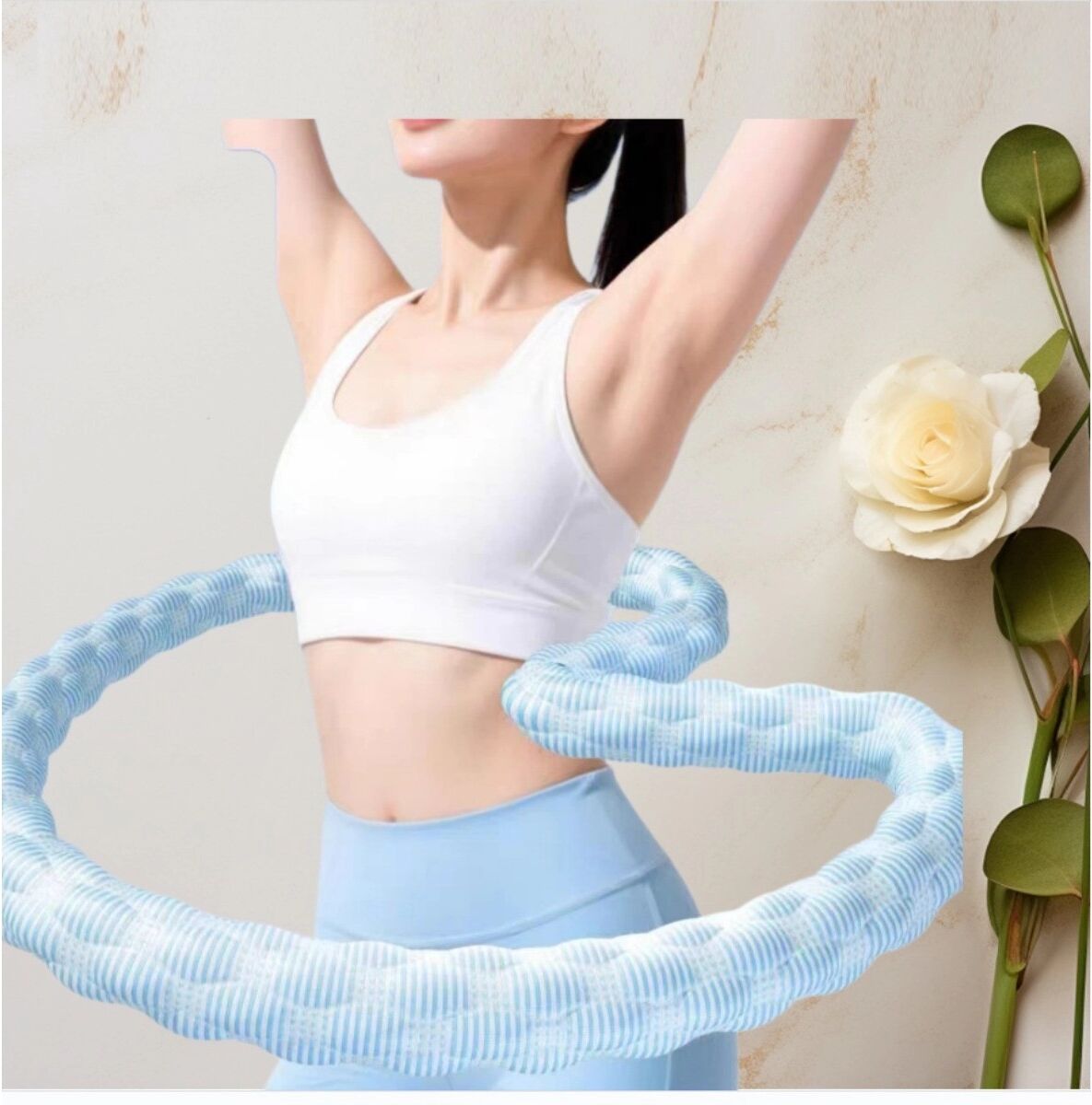 INF Weicher gewichteter Hula-Hoop 1.5kg — Gepolsterter, faltbarer Stahlkern für taillefreundliches Fitnesstraining zu Hause Blau