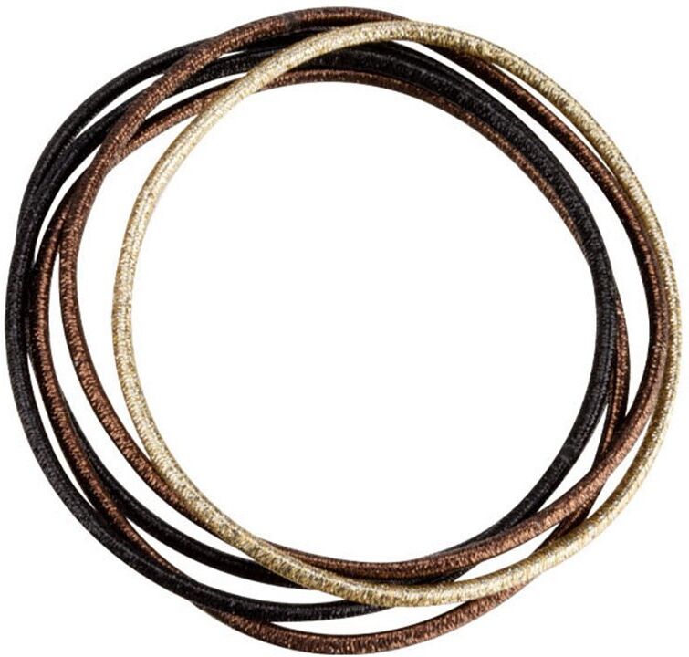 DONDELLA Premium Elastic Black, Brown & Golden Hair Ring x5