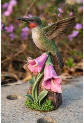 Hi-Line Gift Motion Activated Singing Hummingbird On Foxglove
