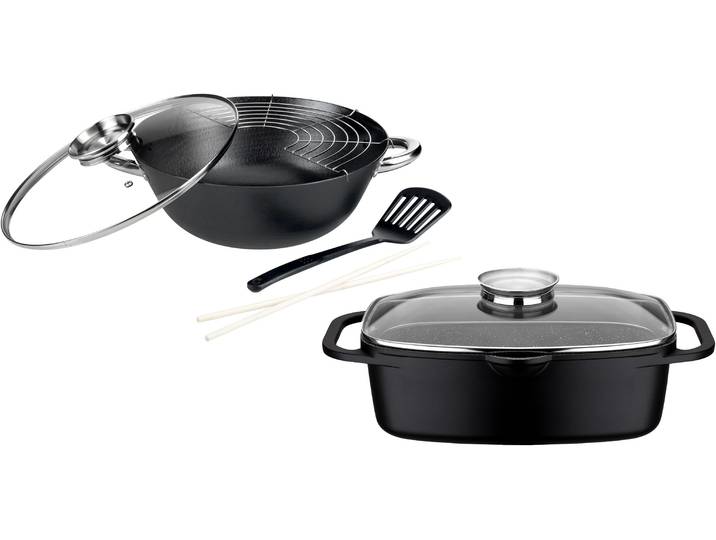 Topf-Set GSW Gourmet Granit , schwarz, Töpfe, Topf-Set, Induktion
