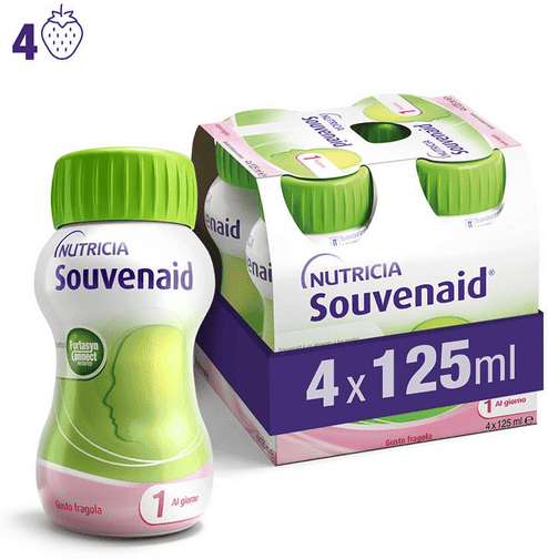 Souvenaid Alimento Dietetico a Fini Medici Speciali Gusto Fragola 4x125 ml