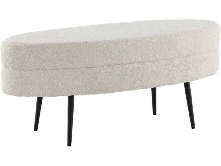 Ottoman blanc en polyester teddy