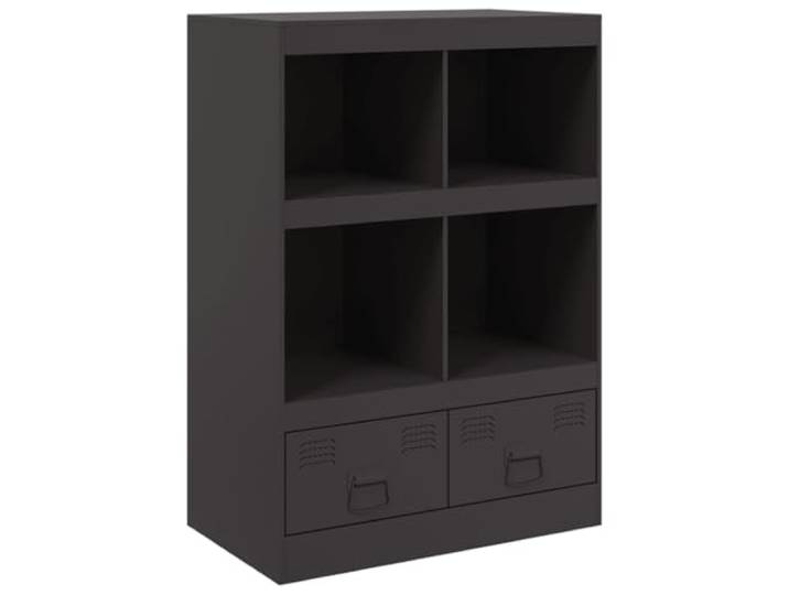 GFMGUEMV Highboard Schwarz 67x39x95 cm aus Stahl Kaltgewalzter Stahl, 2 Griffe, pflegeleicht, viel Stauraum, Wandmontage erforderlich