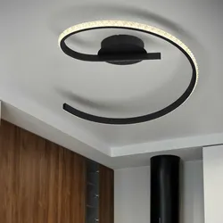 Deckenleuchte Deckenlampe Wohnzimmerleuchte, Designleuchte in Spiralform, Kristalldekor, Metall, schwarz, LED 20 W 1050 lm 3000 K, LxBxH 44x47x13 cm