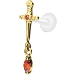 PTFE Labret mit Innengewinde + Titan-Aufsatz DOLCH + KRISTALLTROPFEN