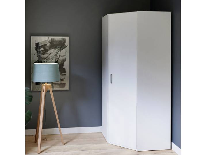 Armoire d’angle 90cm Blanc/Blanc