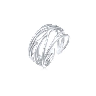 Fingerring ELLI "Ornament und offene Ringschiene 925 Silber", silber, Fingerringe, Damen, Resizable, ohne Stein, Silber 925 (Sterlingsilber), 4mm, Fingerring