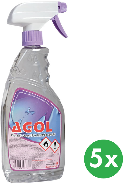 B2B Partner AGOL - Alkoholisches Desinfektionsmittel zur Behandlung von Flächen und Gegenständen, 5x 750 ml