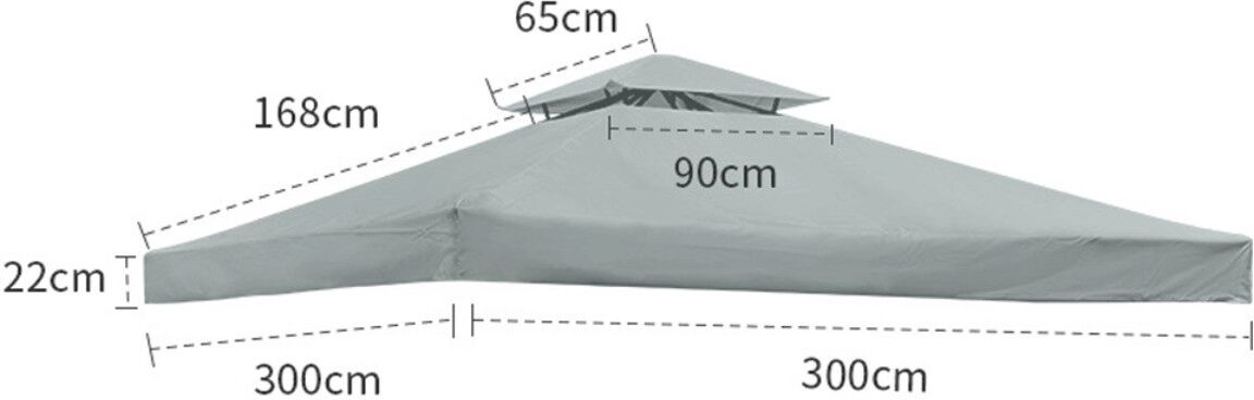 INF Doppel-Lagen 420D Oxford Pavillon-Abdeckung - Wasserdicht, UV-beständig, 300cm x 300cm Sonnenschutz Grau