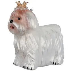 Christbaumschmuck Glas 8,5cm Havaneser Hund Figur Handbemalt Weihnachtsbaum Anhänger Weihnachten Christbaumanhänger Weihnachtsbaumschmuck Tiere Weiß