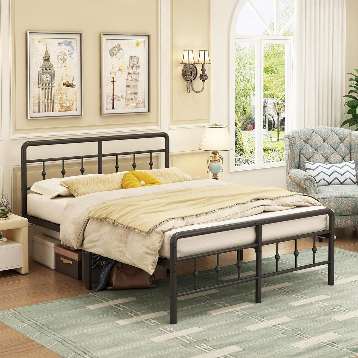 Metalen Bedframe Vintage Zwart